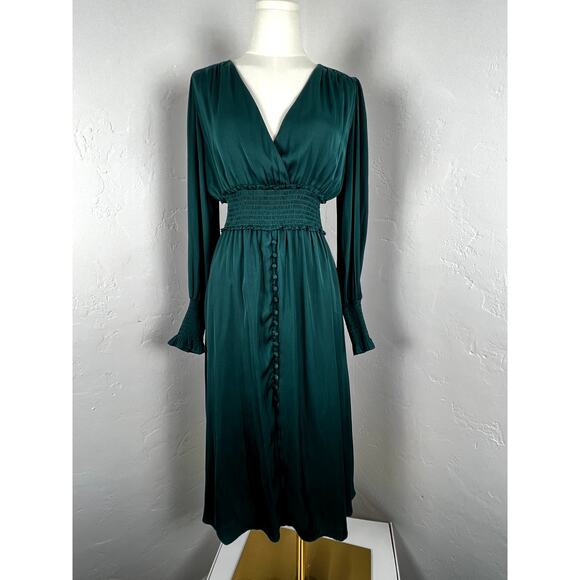 ROMANTIC LONG SLEEVE TEAL MIDI DRESS (Womans: Small) - Picture 1 of 12